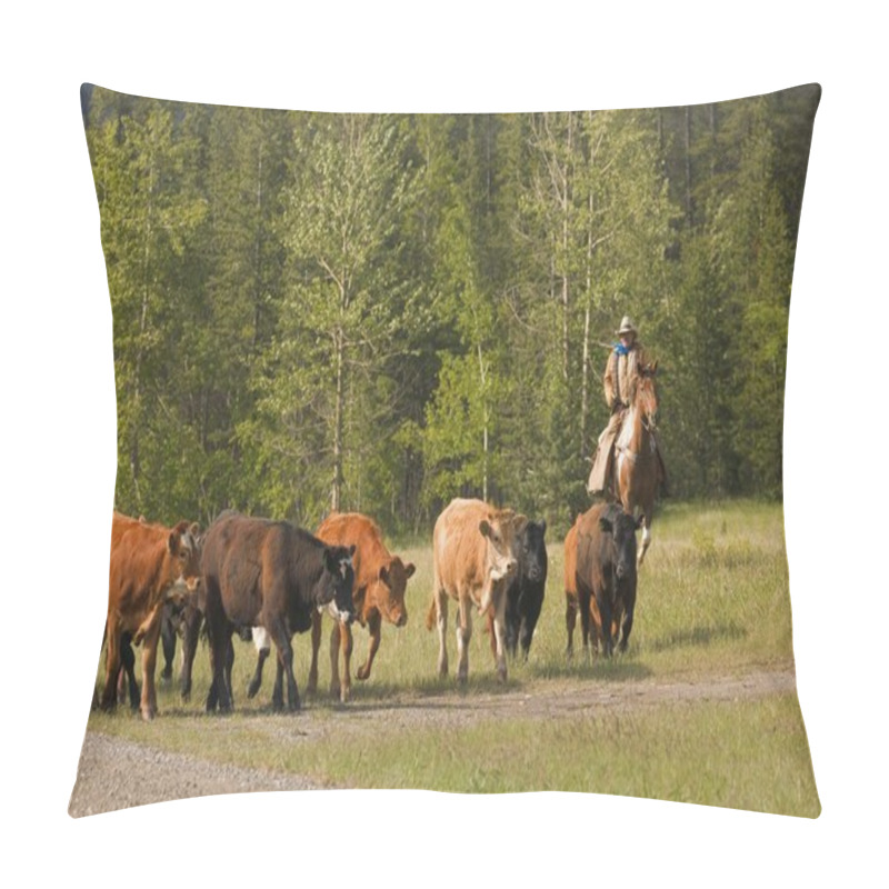 Personality  Rancher Herding Cattle Pillow Covers