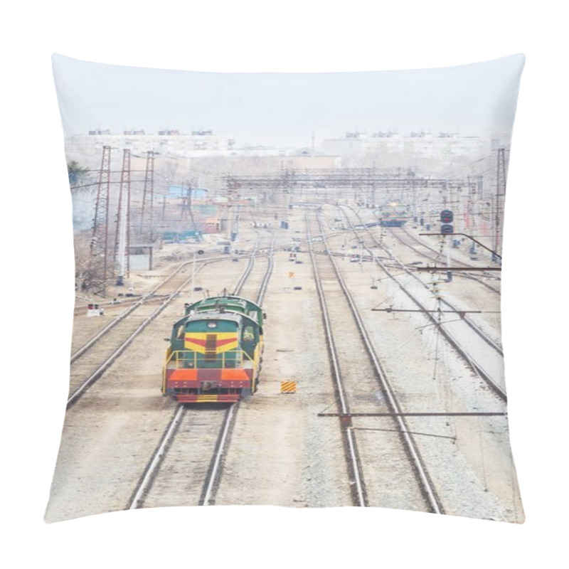 Personality  Diesel Locomotive At The Railway Crossing Pillow Covers