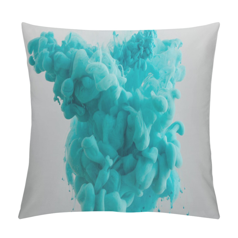 Personality  Turquoise Paint Splash Isolated On Grey Pillow Covers