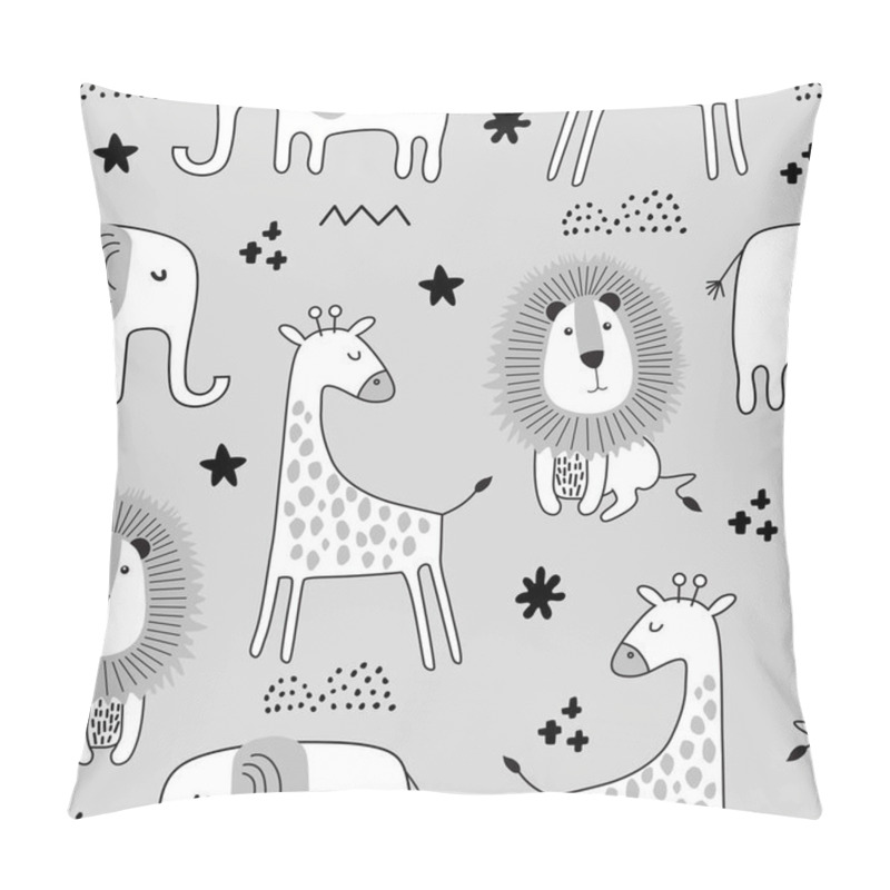 Personality  Seamless Childish Pattern With Cute Animals Pillow Covers