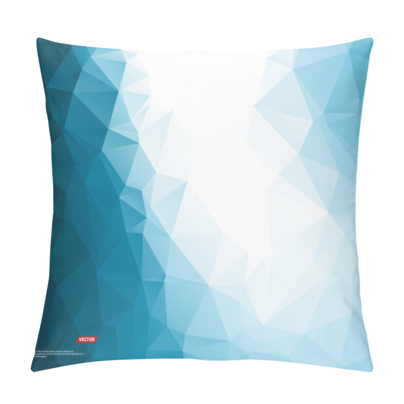 Personality  Abstract Composition. Minimalistic Fashion Backdrop Design. Blue, White Polygonal Figure Icon. Azure Color Triangles Font Texture. Creative Banner. Angles Connection Flyer Fiber. Linking Lines. Vector Pillow Covers