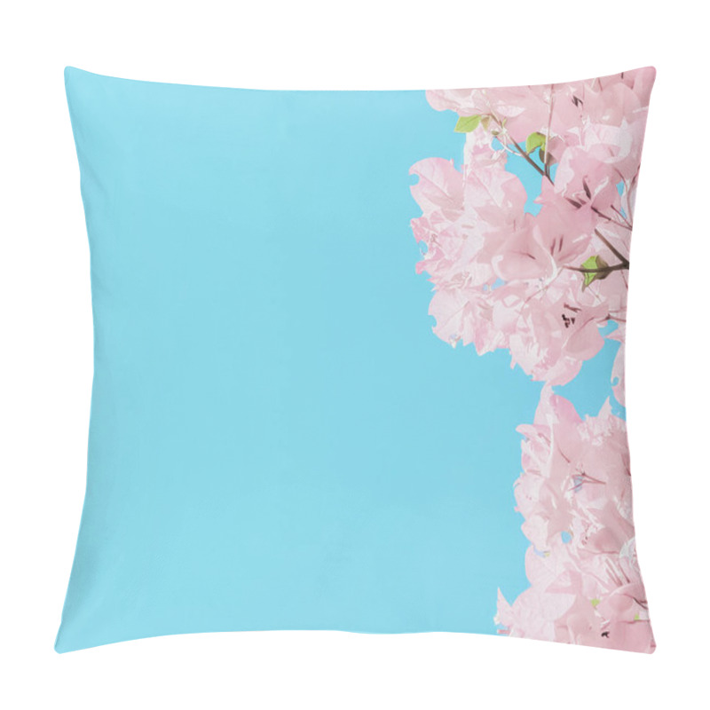 Personality  Pastel Pink Blooming Flowers And Blue Sky In A Dream Garden, Flo Pillow Covers