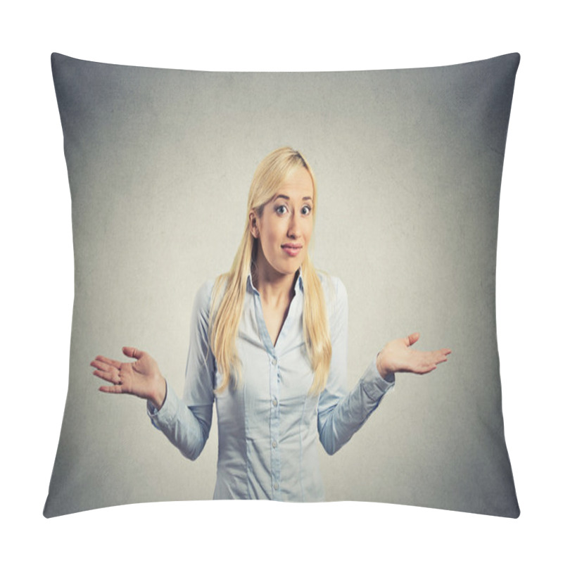 Personality  Confused Clueless Woman Arms Out Shrugs Shoulders Pillow Covers