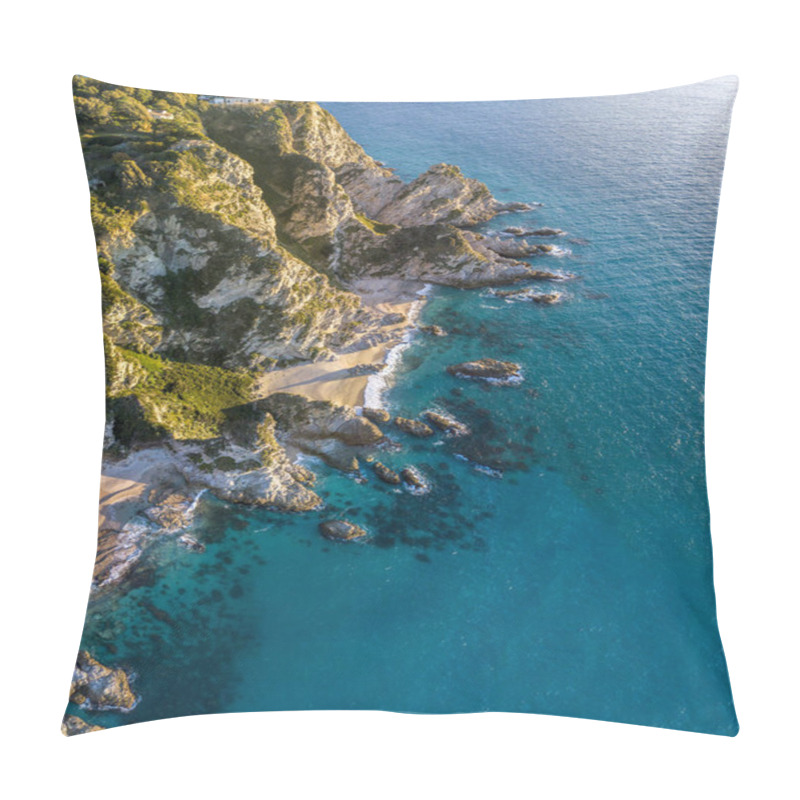 Personality  Aerial View Of Capo Vaticano, Calabria, Italy. Ricadi. Lighthouse. Coast Of The Gods. Promontory Of The Calabrian Coast. Jagged Coastline, Coves Beaches And Coves. Sunset Pillow Covers