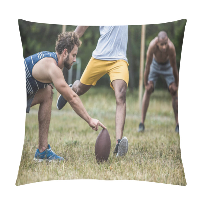 Personality  Multicultural Men Playing Football Pillow Covers