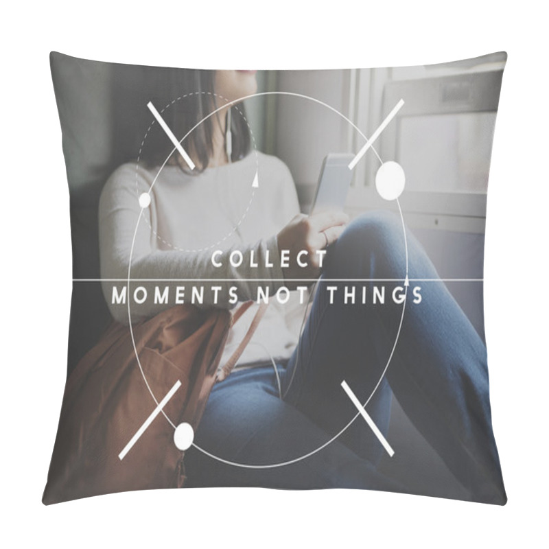 Personality  Woman With Mobile Phone And Things Pillow Covers