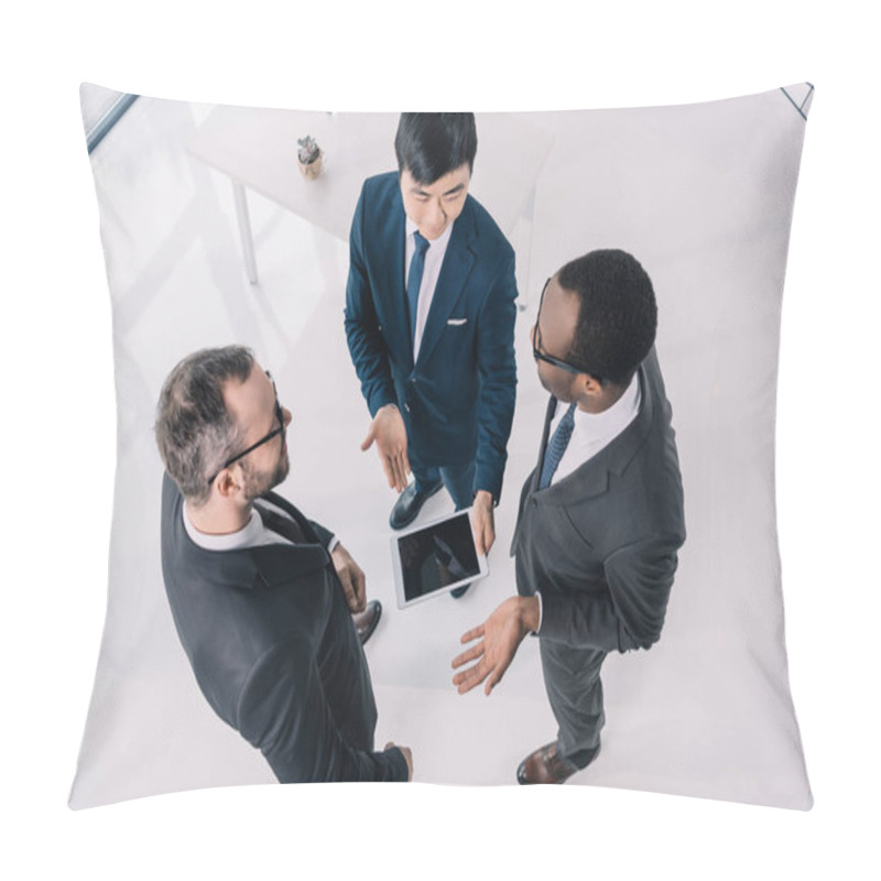 Personality  Multiethic Businessmen Having Conversation Pillow Covers