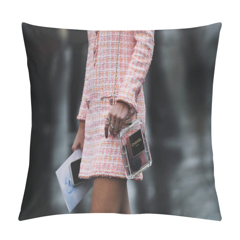 Personality  Paris, France - March 05, 2019: Street Style Outfit Before A Fashion Show During Milan Fashion Week - PFWFW19 Pillow Covers