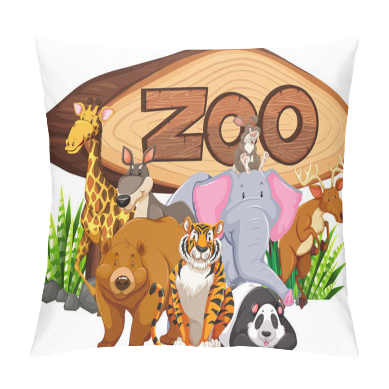 Personality  Wild Animals By The Zoo Sign Pillow Covers