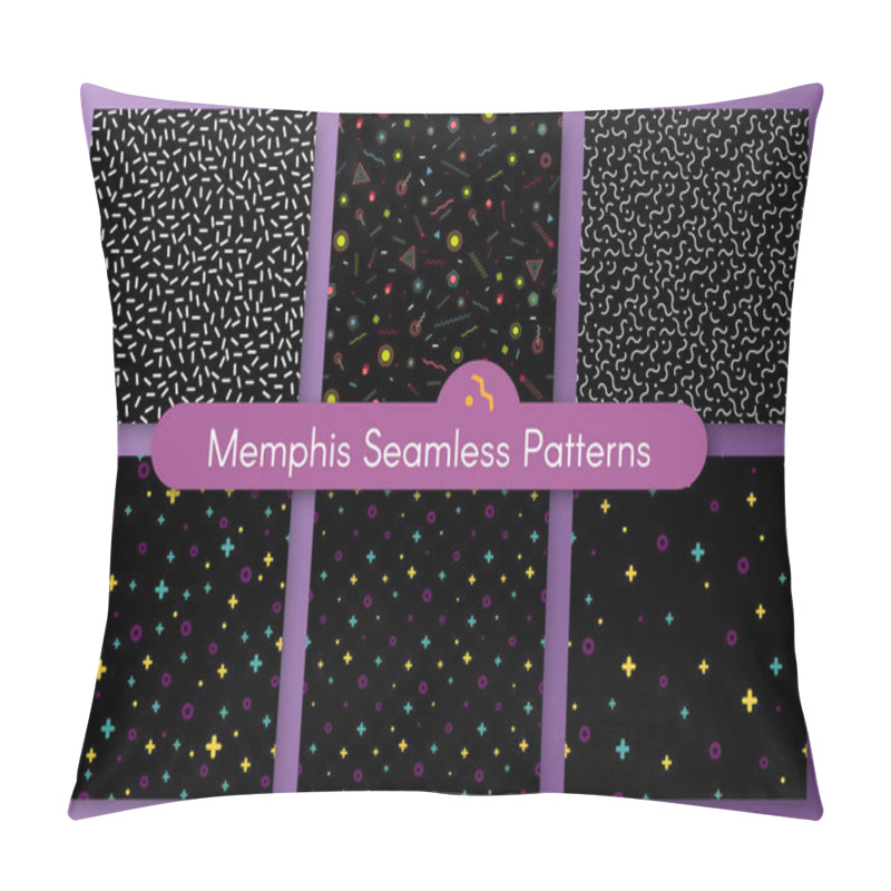 Personality  Set Of Stylish 1980s Abstract Memphis Seamless Pattern. Classic Texture With Simple Funky Shapes On White Background. Vector Illustration In Memphis Pop Art Style For Fashion Fabric Seamless Print Pillow Covers