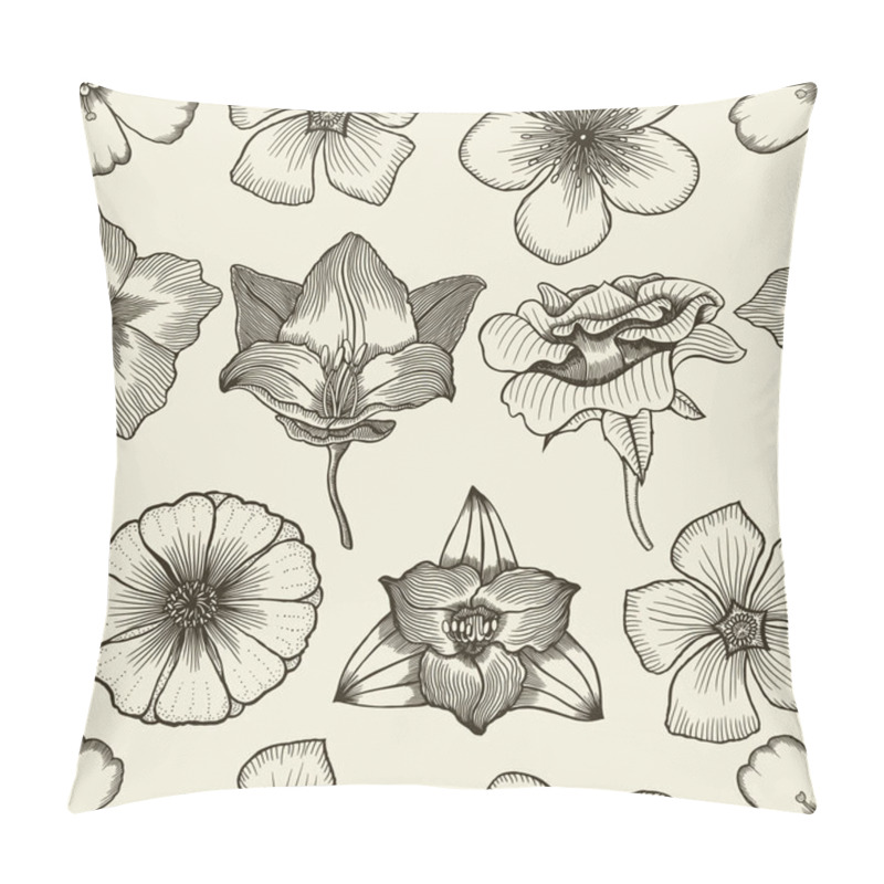 Personality  Doodle Flowers Seamless Pattern Pillow Covers