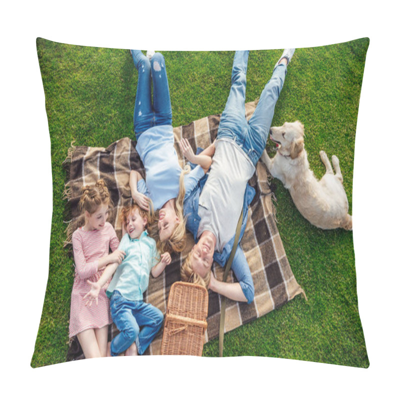 Personality  Family With Dog At Picnic Pillow Covers