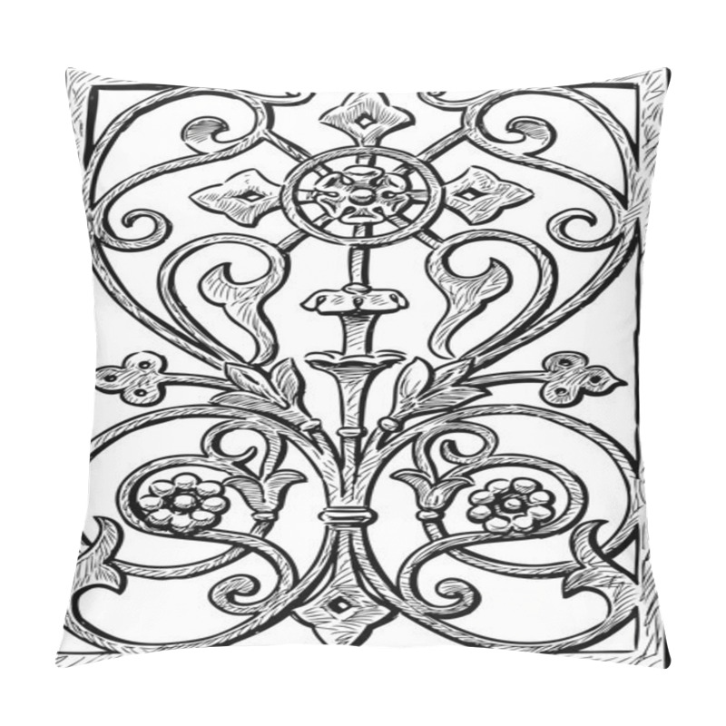 Personality  Decorative Grill On An Old Building Pillow Covers