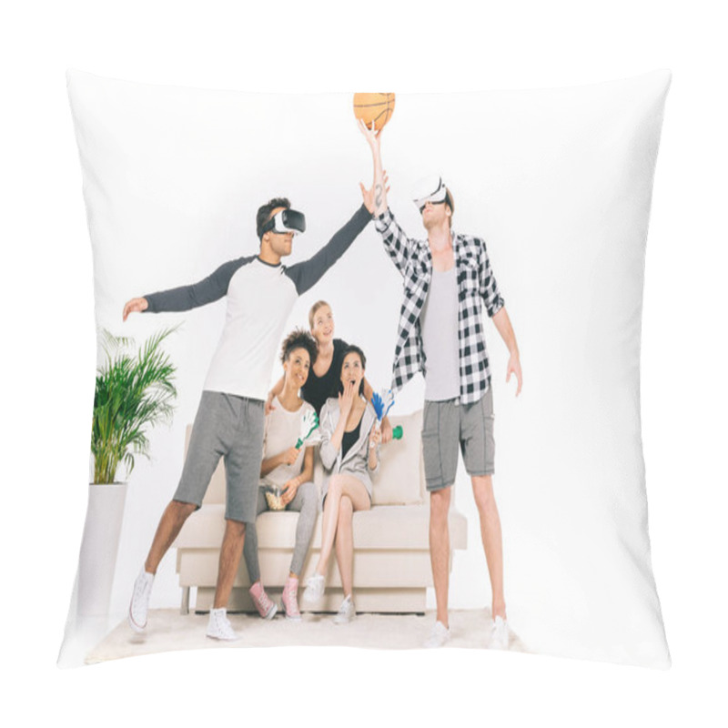 Personality  Multiethnic Friends In Virtual Reality Headsets Pillow Covers