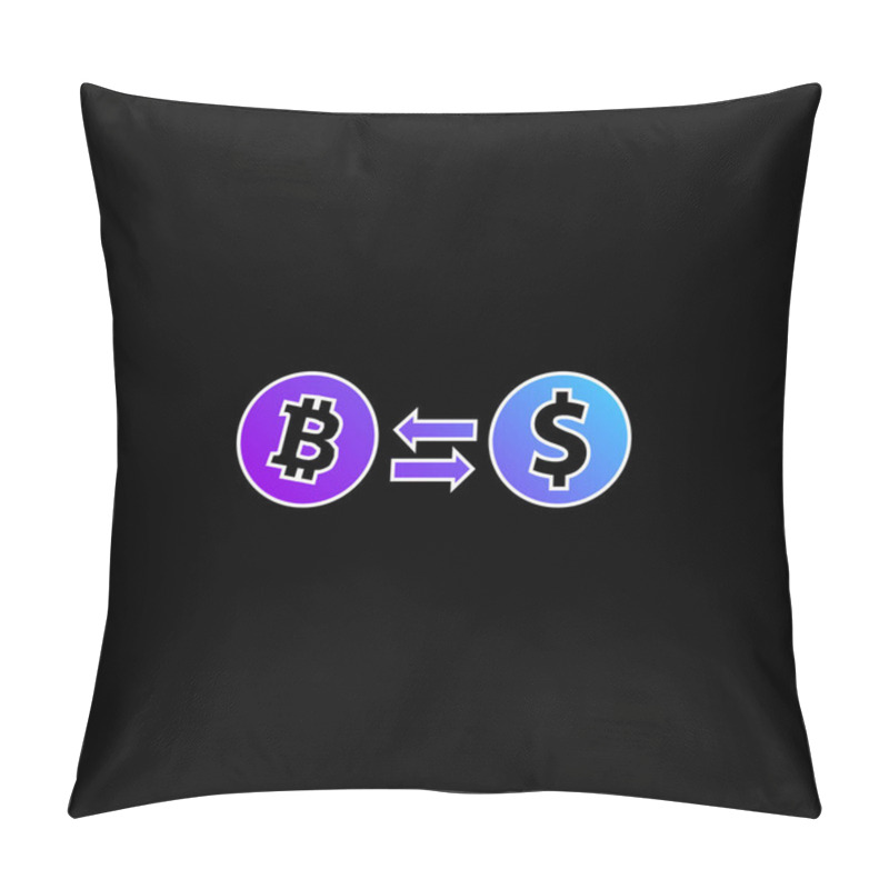 Personality  Bitcoin To Dollar Exchange Rate Symbol Blue Gradient Vector Icon Pillow Covers