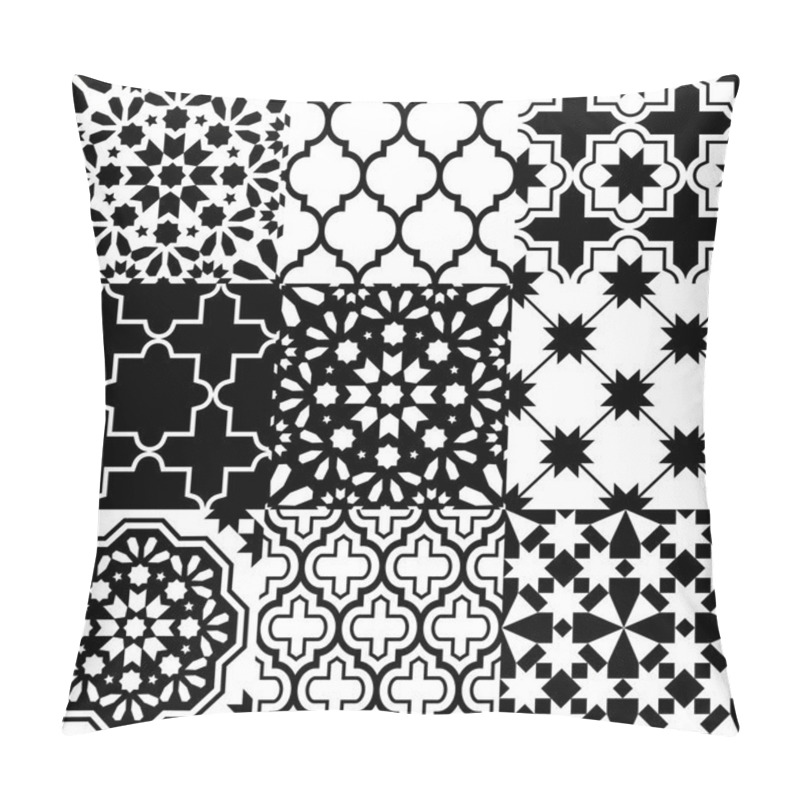 Personality  Moroccan Tiles Design, Seamless Black Pattern Collections Pillow Covers