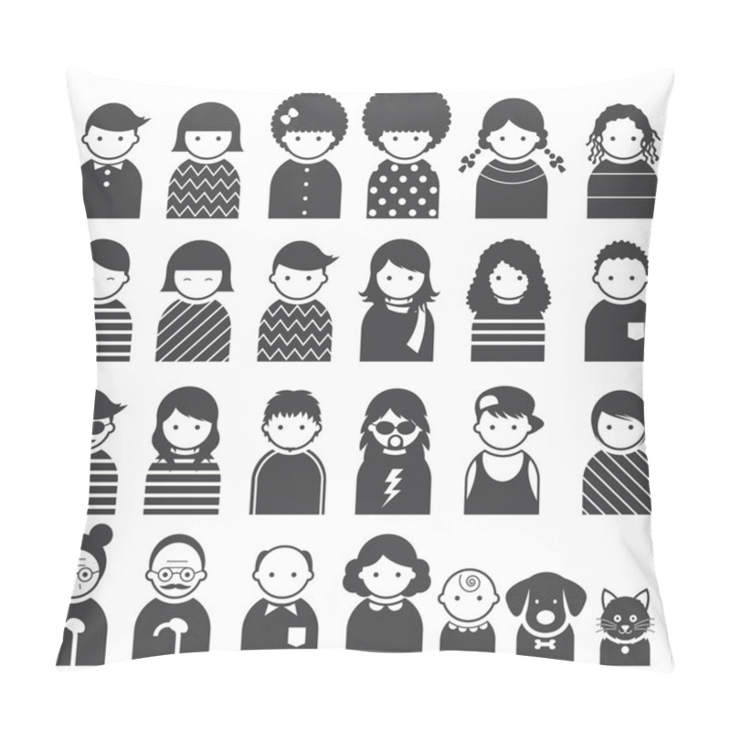 Personality  Various People Symbol Icons Family Set Pillow Covers