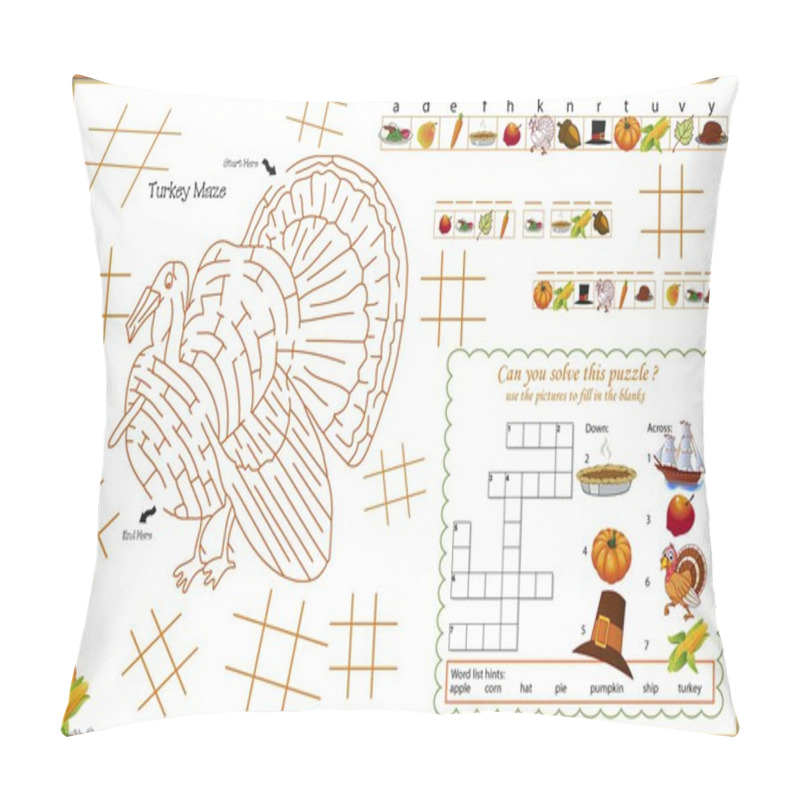 Personality  Placemat Thanksgiving Printable Activity Sheet 3 Pillow Covers