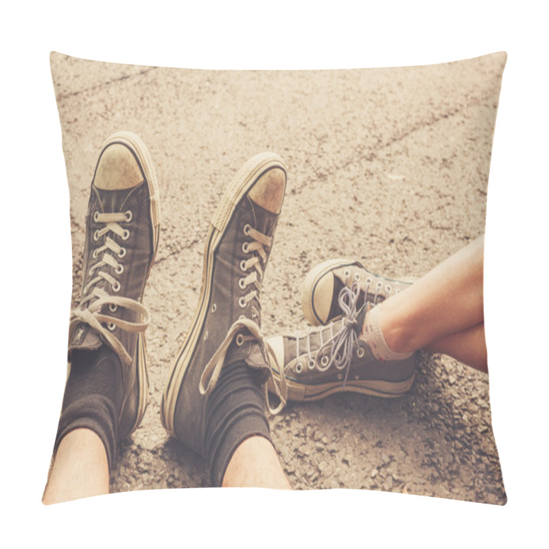 Personality  Young Couples Feet In The Street Pillow Covers