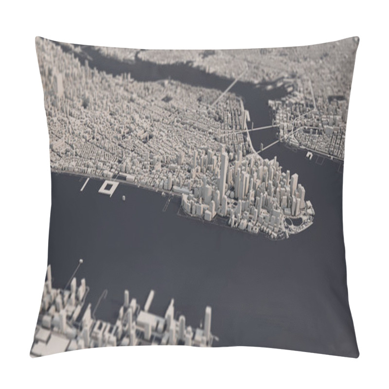 Personality  New York City Map 3D Rendering. Aerial Satellite View. Pillow Covers