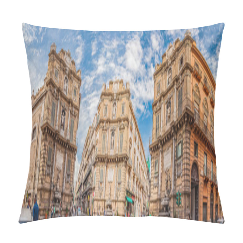 Personality  Panoramic View Of The Quattro Canti Is A Baroque Square In Palermo Pillow Covers