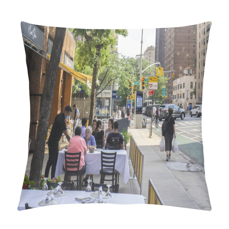 Personality  New York City / USA - August 20 2020: Outdoor Dining After Re-opening From Lockdown At Kips Bay Neighborhood In Manhattan, New York City Pillow Covers