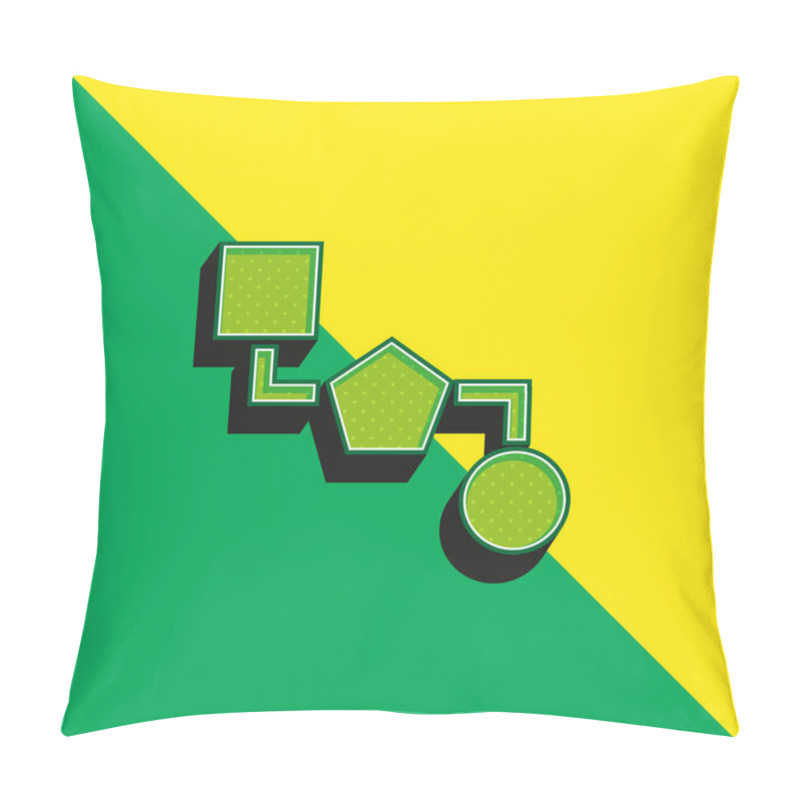 Personality  Blocks Scheme Of Three Black Geometric Shapes Green And Yellow Modern 3d Vector Icon Logo Pillow Covers