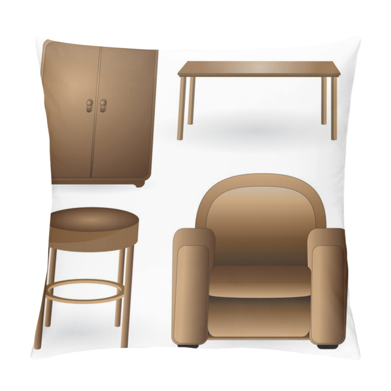 Personality  Set Of Modern, Elegant, Detailed Furniture Icons Pillow Covers