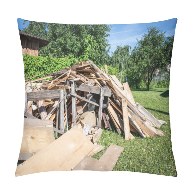 Personality  Wooden Debris At The Yard, Boards And Plates. Construction And Reconstruction Pillow Covers