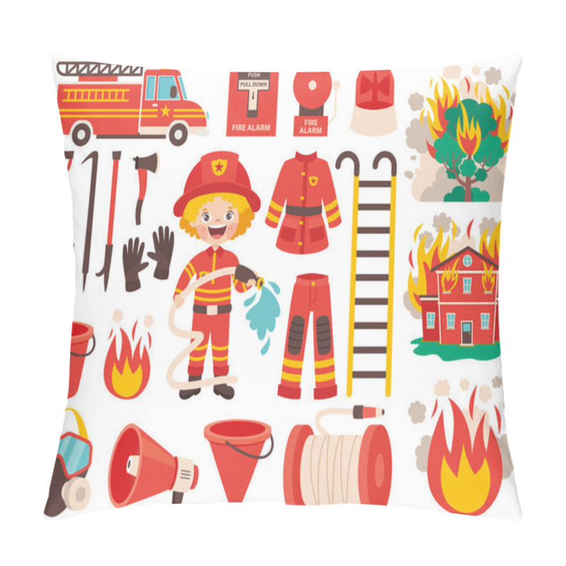 Personality  Set Of Various Fireman Elements Pillow Covers