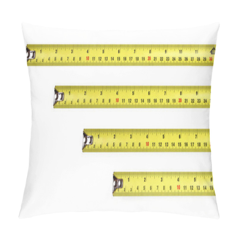 Personality  Yellow Measuring Tape Isolated On White Background, Top View.  4 In, 6 In, 8 In, 12 In. Pillow Covers