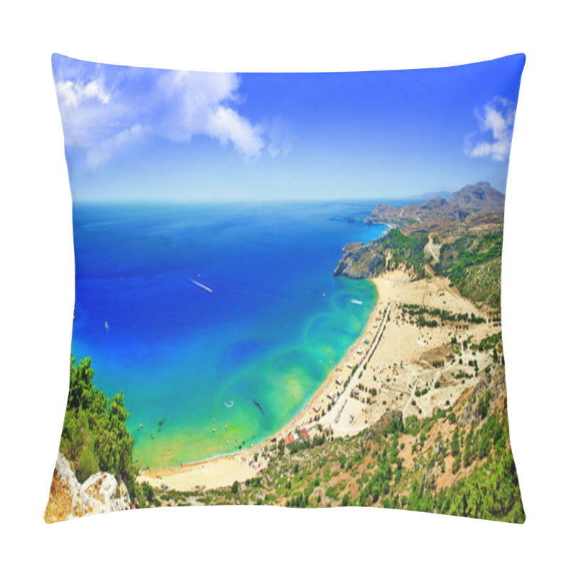 Personality  Scenic Greek Beaches - Tsambica Bay, Panorama Pillow Covers