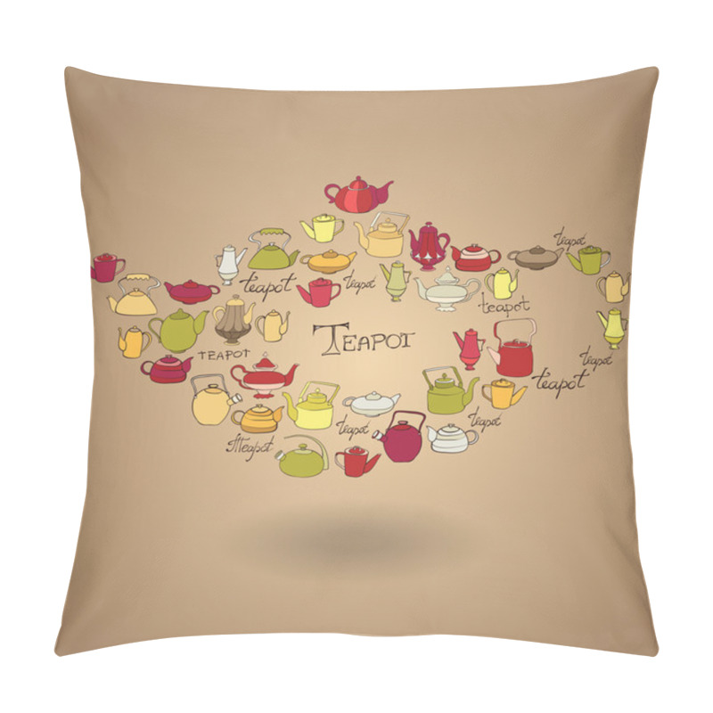 Personality  Doodle Teapots Background Pillow Covers