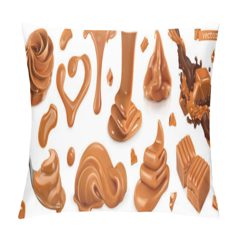 Personality  Caramel, Peanut Butter. 3d Vector Realistic Set Pillow Covers