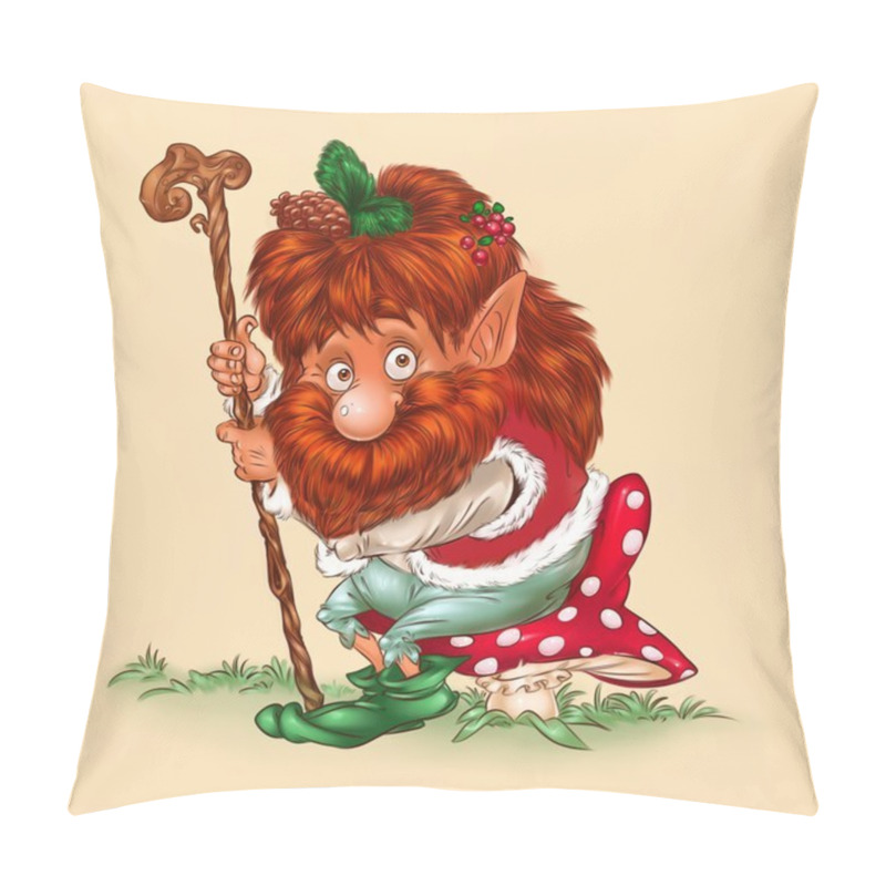 Personality  Elf Forest. Sitting Fly Agaric Cartoon Pillow Covers