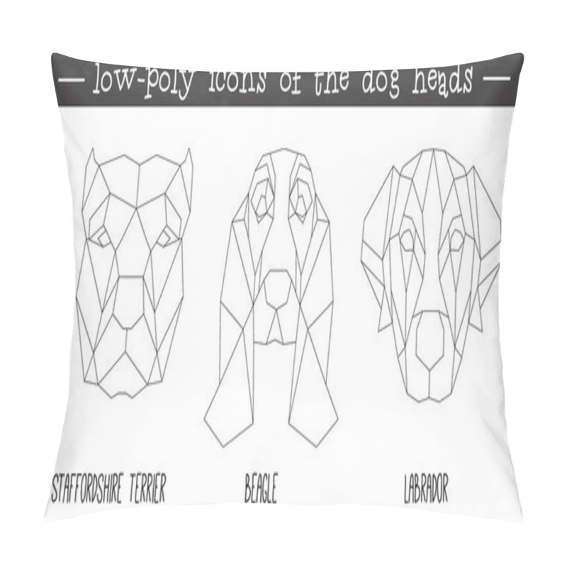 Personality  Front View Of Dog Head Triangular Icon Set Pillow Covers