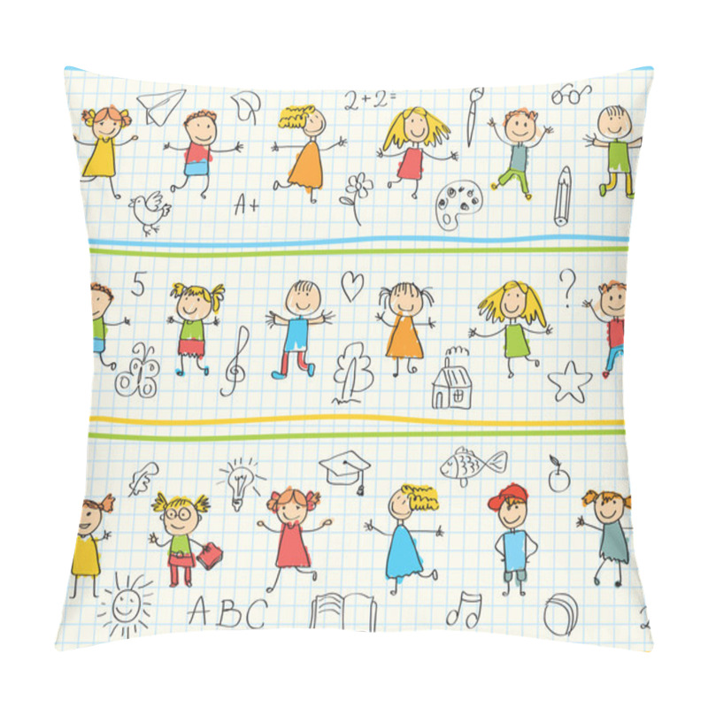 Personality  Children's Drawings In The School Notebook Pillow Covers