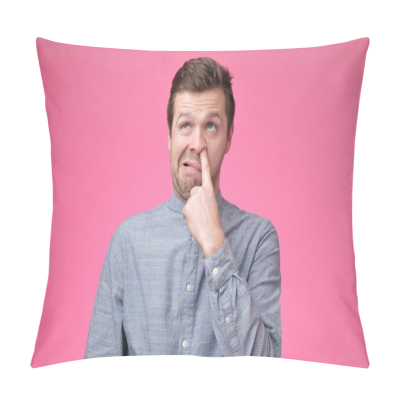 Personality  Young European Man Is Picking His Nose Pillow Covers