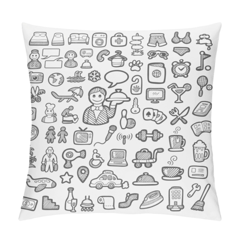 Personality  Hotel And Vacation Icons Sketch Pillow Covers