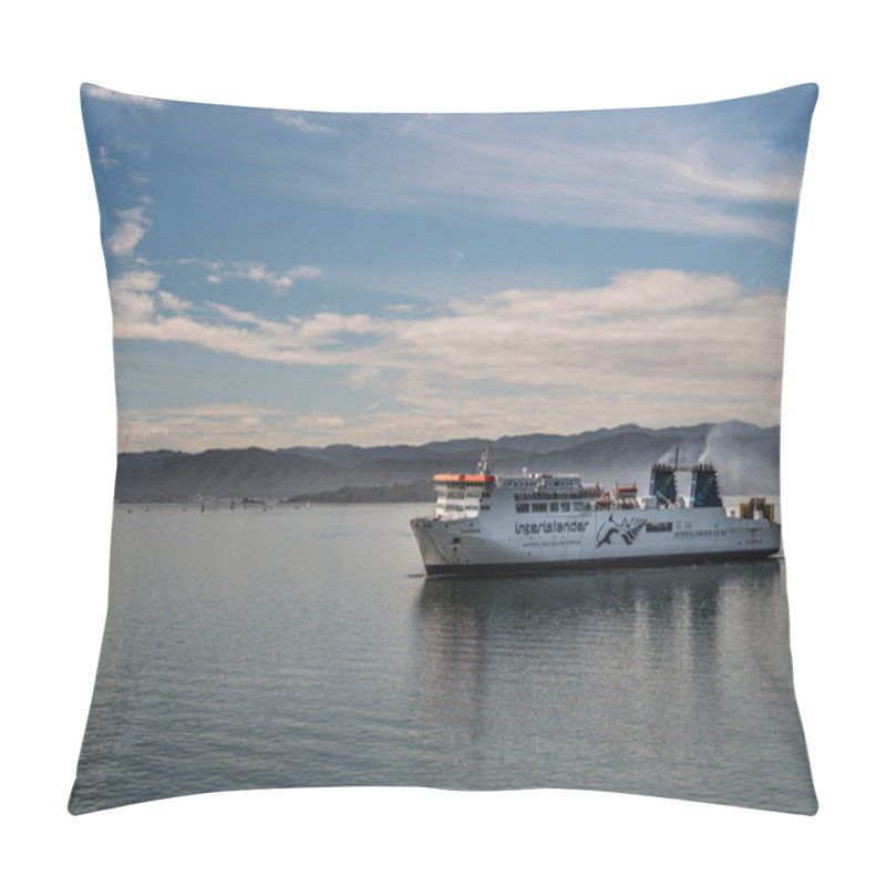 Personality  Interislander Ferry Arrives In Wellington Habour, New Zealand. Pillow Covers