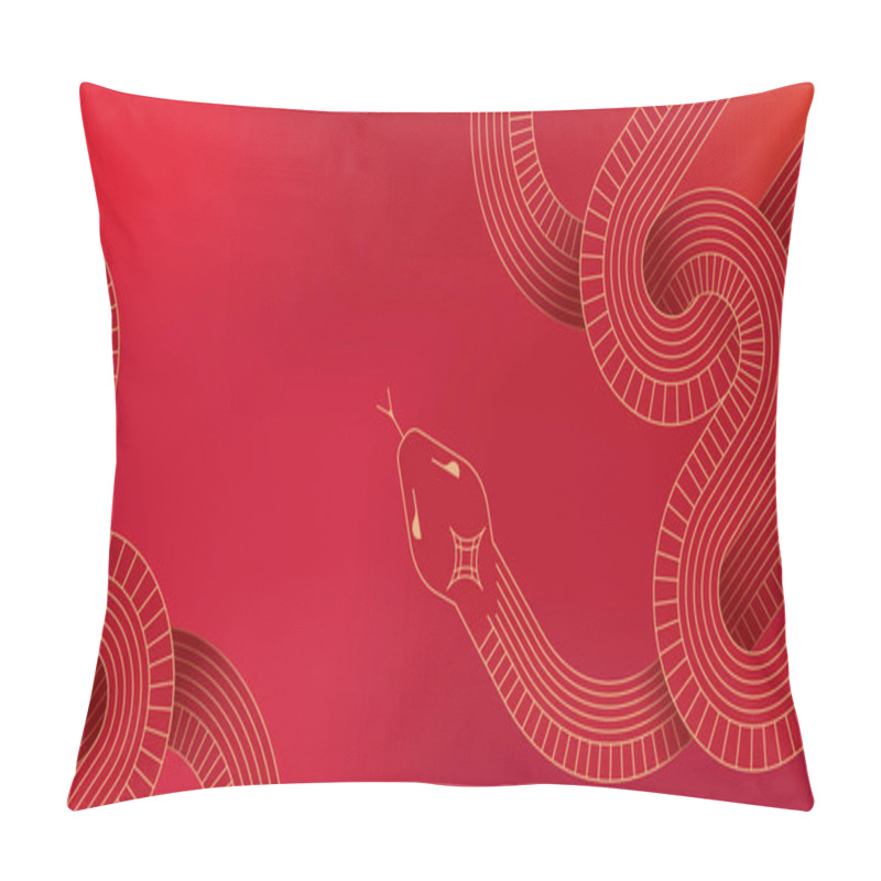 Personality  Chinese New Year 2025 Year Of The Snake. Abstract Background. Linear Geometric Red Snake Illustration. Traditional Chinese Vector Design. Lunar New Year Concept Pillow Covers