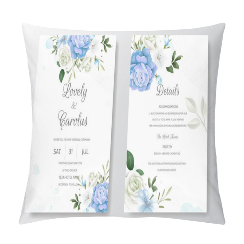 Personality  Beautiful Floral Wreath Wedding Invitation Card Template Pillow Covers