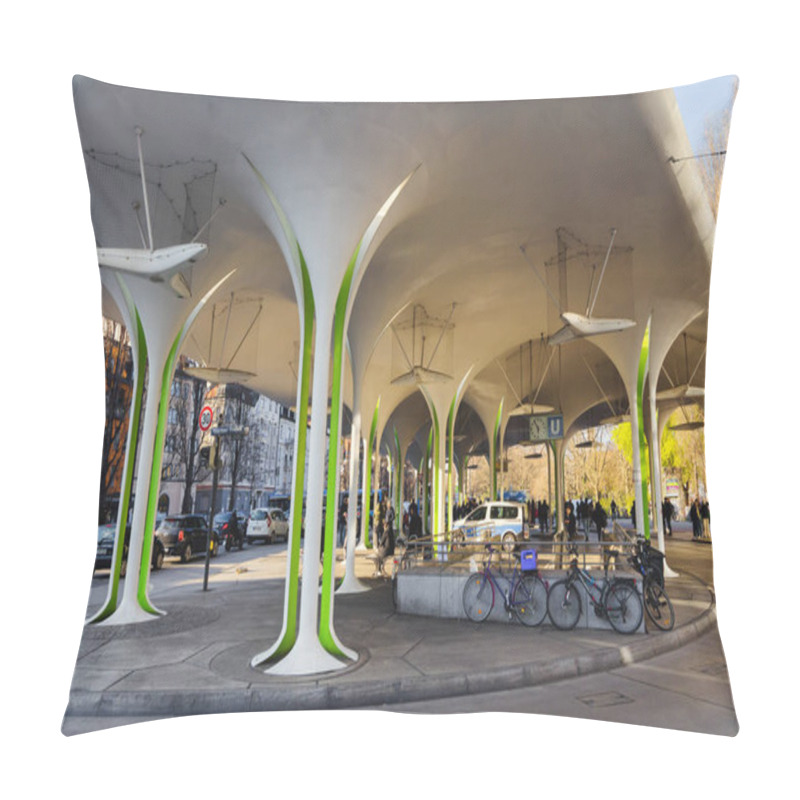 Personality  Munich, Germany - April 05, 2023: Tram Station Muenchner Freiheit With Unidentified People. Munich Is The Capital And Most Populous City Of The Free State Of Bavaria Pillow Covers