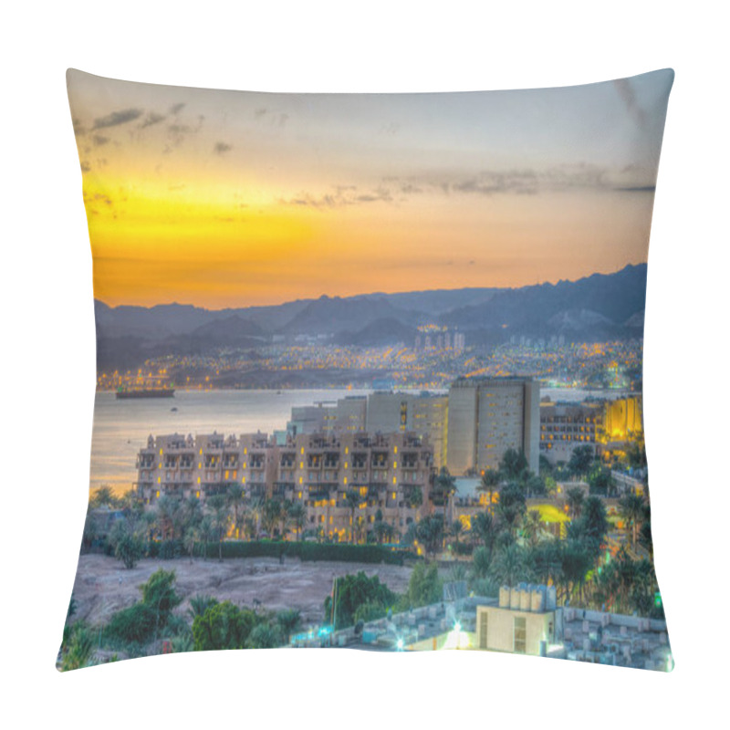 Personality  Sunset View Of Aqaba Gulf In Jordan Pillow Covers