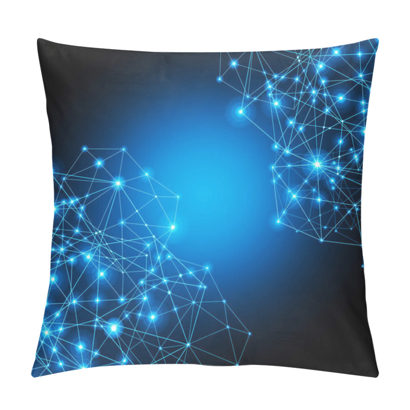 Personality  Abstract Background With Connected Lines And Dots For Your Design. Smooth Lines, Beautifully Intertwined, Shining Dots And Flashes On A Dark Background Pillow Covers