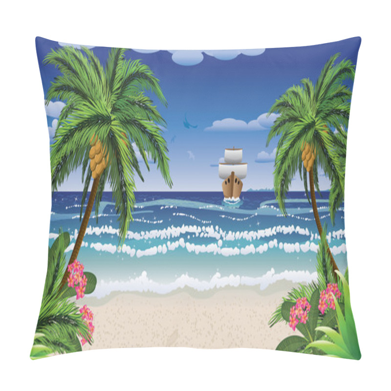 Personality  Cartoon Boat And Beach Pillow Covers