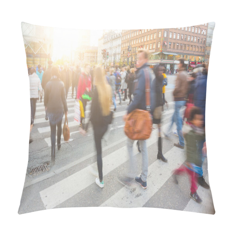 Personality  Blurred Crowd Of People Walking On Zebra Crossin In Copenhagen Pillow Covers