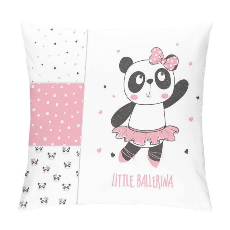 Personality  Little Panda Ballerina. Surface Design And 3 Seamless Patterns Pillow Covers