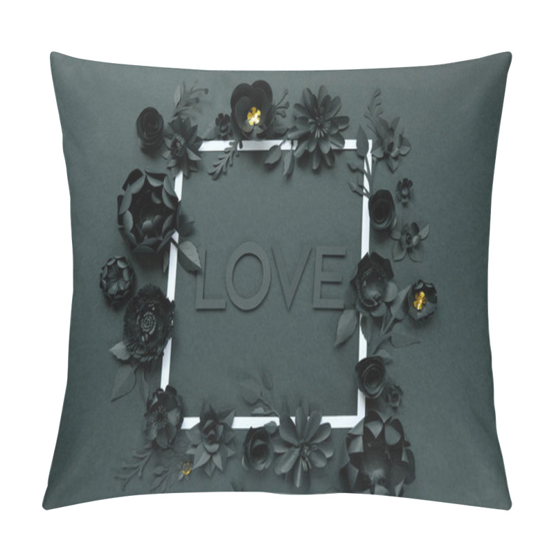 Personality  Black Paper Flowers, Floral Background, Bridal Bouquet, Wedding, Quilling, Square Frame Pillow Covers