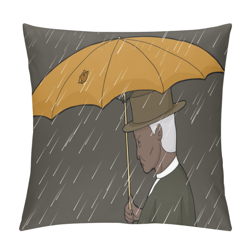 Personality  Man With Torn Umbrella In Storm Pillow Covers